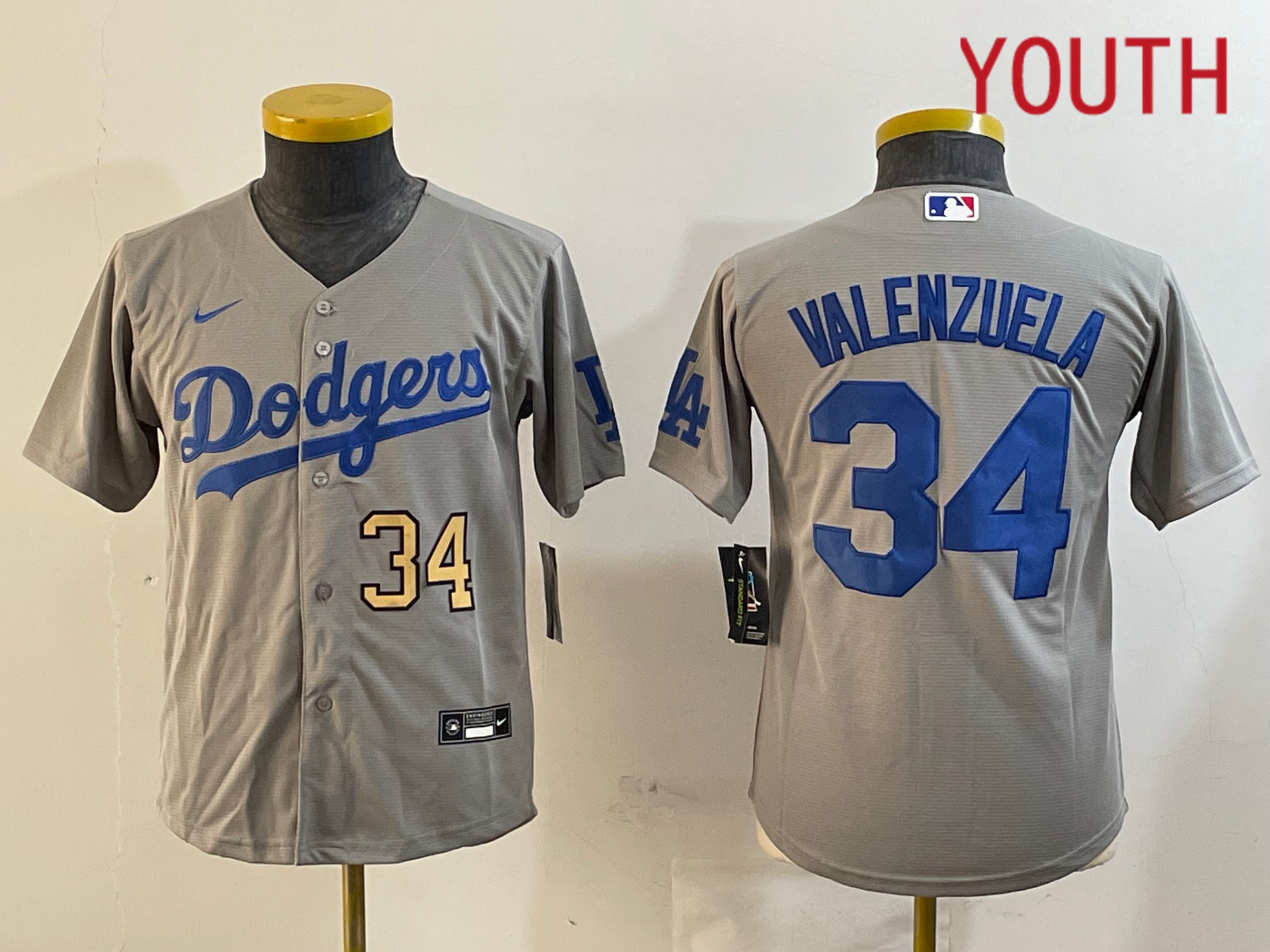 Youth Los Angeles Dodgers #34 Valenzuela Grey Game 2024 Nike MLB Jersey style 12162->women mlb jersey->Women Jersey